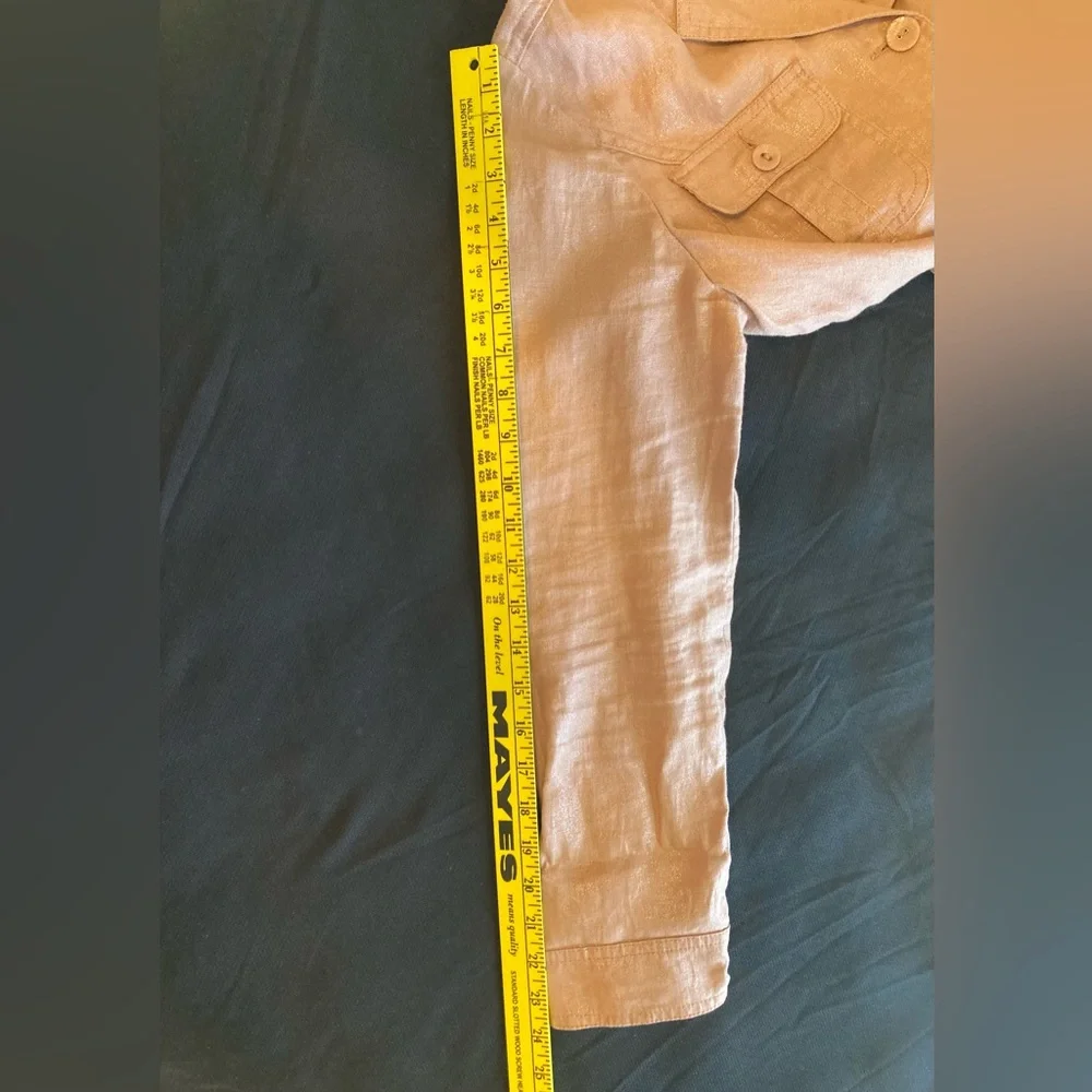 Chico’s Pink Linen Jacket Shirt Tie Waist - Picture 9 of 15